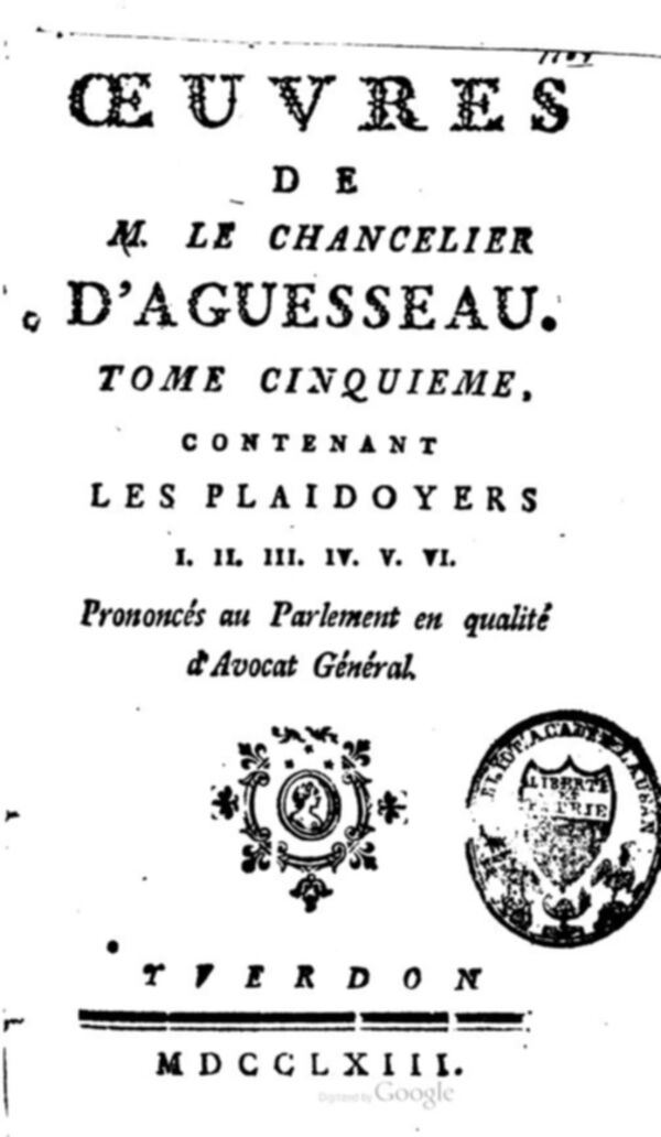 Oeuvres de M. le chancelier d'Aguesseau. Tome 5