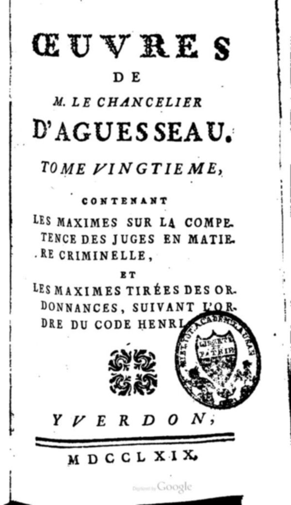 Oeuvres de M. le chancelier d'Aguesseau. Tome 20